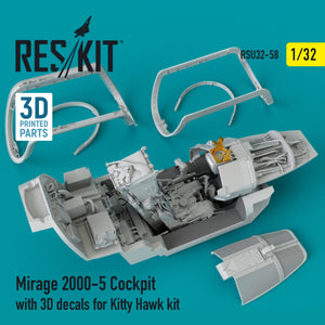 RESKIT RSU32-0058 Mirage-2000-5 cockpit with 3D decals for Kitty Hawk kit 1/32
