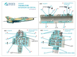 Intérieur coloré imprimé en 3D sur papier décalcomanie Quinta Studio QD48447 MiG-21UM (Trumpeter) 1/48  – image 8