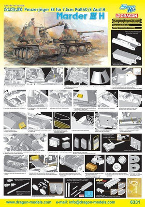 Dragon 6331 Sd.kfz 138 Panzerjager 38 fur 7.5cm Pak 40/3 Ausf H Marder III H 1/35 – immagine 2