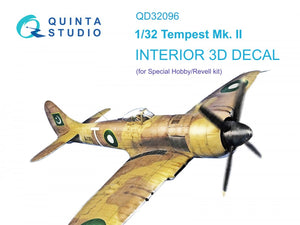 Quinta Studio QD32096 Tempest Mk.II 3D-Printed &amp;amp; coloured Interior on decal paper (Special Hobby/Revell) 1/32