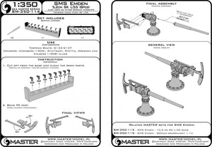 Master SM-350-114 SMS Emden - 5,2 cm SK L/55 guns 1/350 – imagen 7
