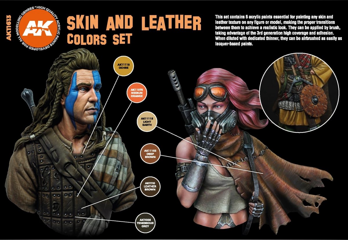 AK Interactive AK11613 3G SKIN AND LEATHER COLORS SET – immagine 3