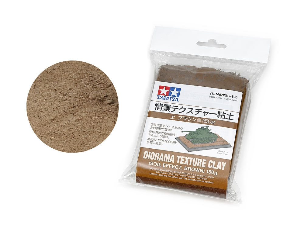 Tamiya 87221 Pâte à modeler texturée pour diorama (effet terre, marron foncé) 150 g