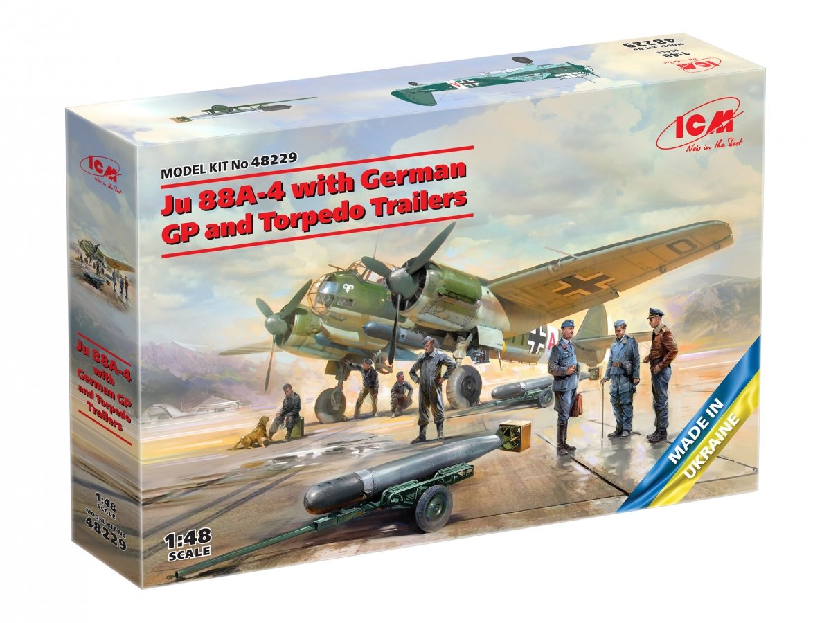 ICM 48229 Ju 88A-4 with German Ground Personnel and Torpedo Trailers 1/48 – immagine 2