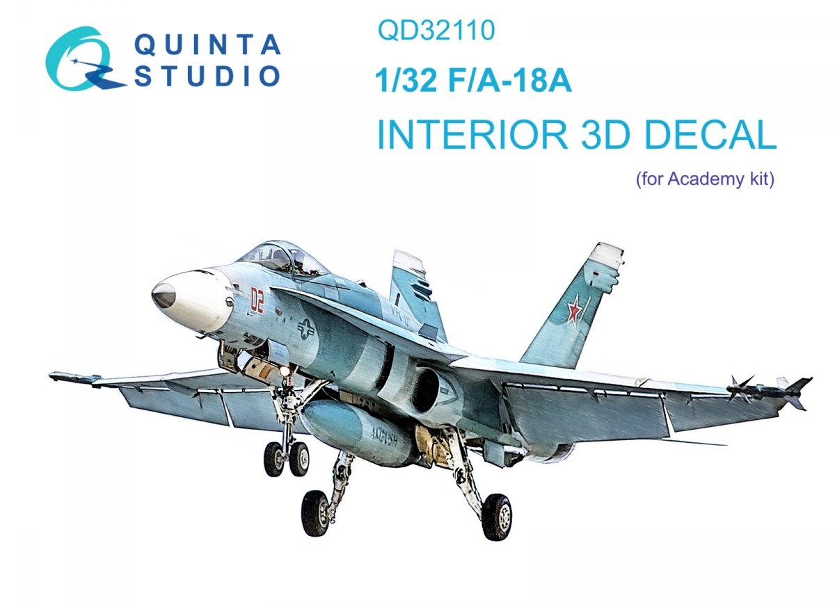 Quinta Studio QD32110 F/A-18A 3D-Printed &amp;amp; coloured Interior on decal paper (Academy) 1/32