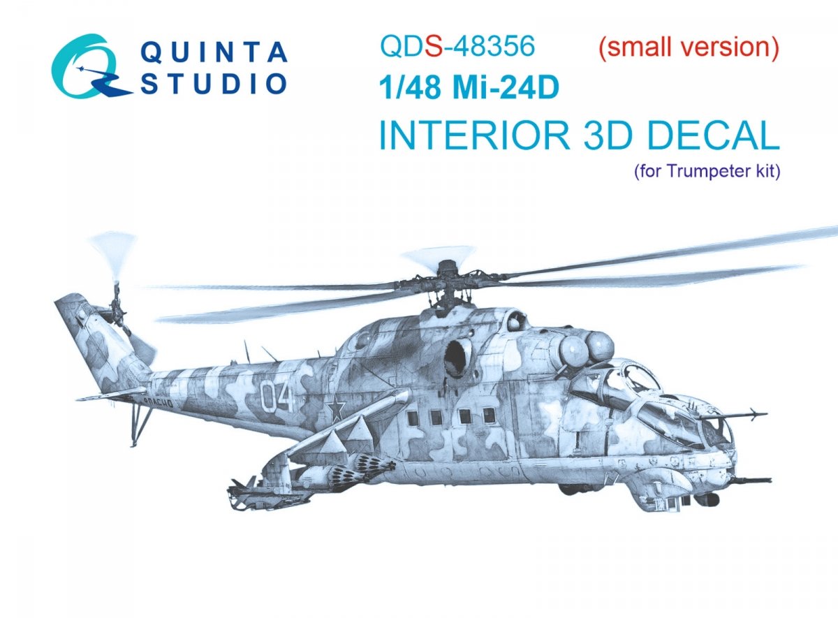 Quinta Studio QDS-48356 Mi-24D 3D-Printed &amp;amp; coloured Interior on decal paper (Trumpeter) (Small version) 1/48