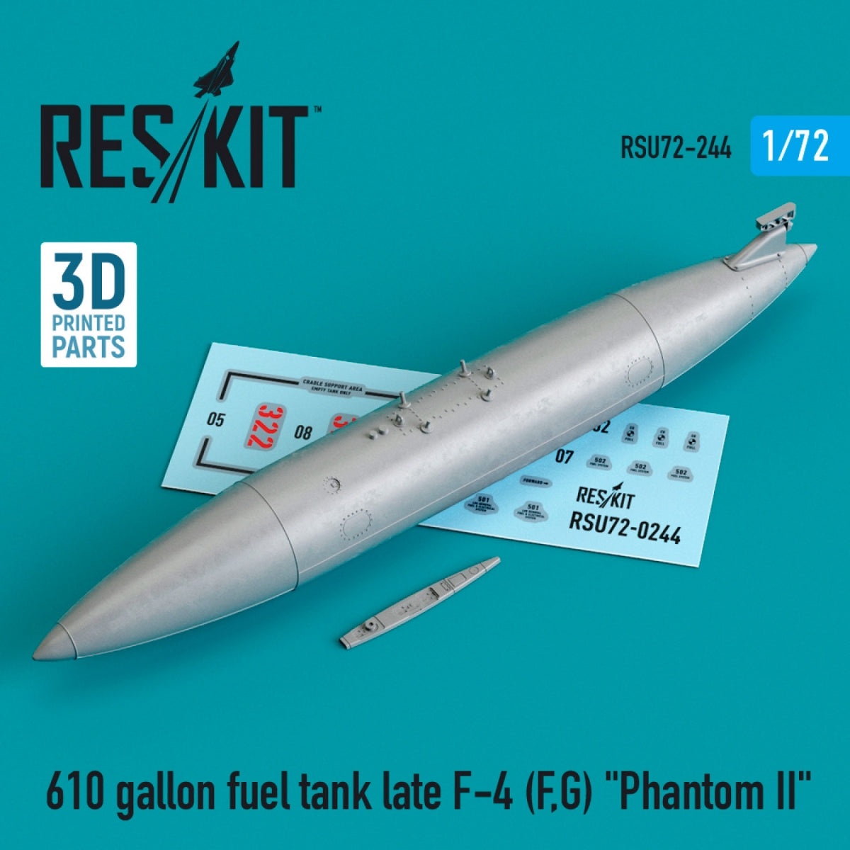 RESKIT RSU72-0244 610 GALLON FUEL TANK LATE F-4 (F, G) "PHANTOM II" (3D PRINTED) 1/72