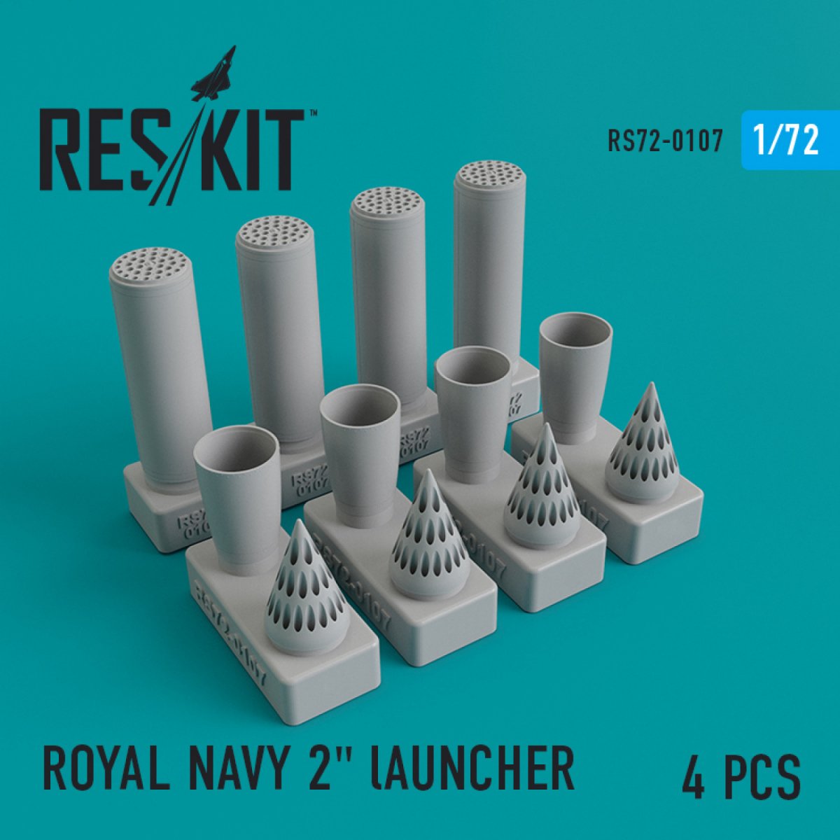 RESKIT RS72-0107 ROYAL NAVY 2&amp;quot; LAUNCHERS (4 PCS) 1/72 – immagine 2