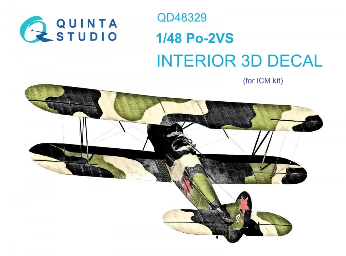 Quinta Studio QD48329 Po-2VS 3D-Printed &amp; colored Interior on decal paper (ICM) 1/48