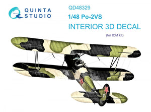 Intérieur imprimé en 3D et coloré sur papier décalcomanie Quinta Studio QD48329 Po-2VS (ICM) 1/48