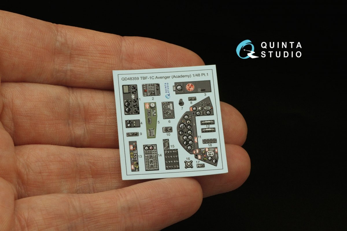 Quinta Studio QD48359 TBF-1 Avenger 3D-Printed &amp;amp; coloured Interior on decal paper (Academy) 1/48 – zdjęcie 4