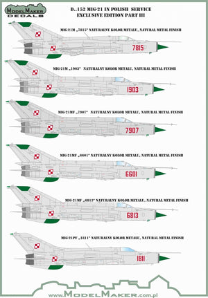 Décalcomanies ModelMaker D48152 MiG-21 en service polonais, édition exclusive partie III 1/48 – image 2