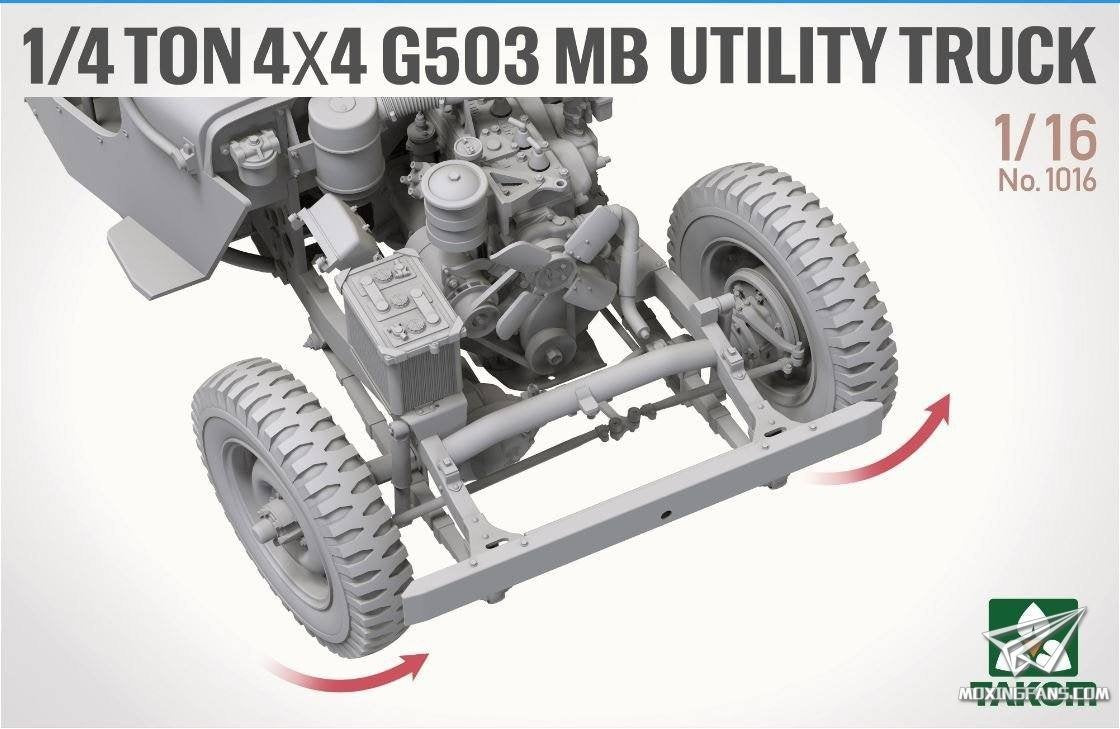 Takom 1016 1/4 ton 4×4 G503 MB Utility Truck ( Jeep Willys ) 1/16 – immagine 5