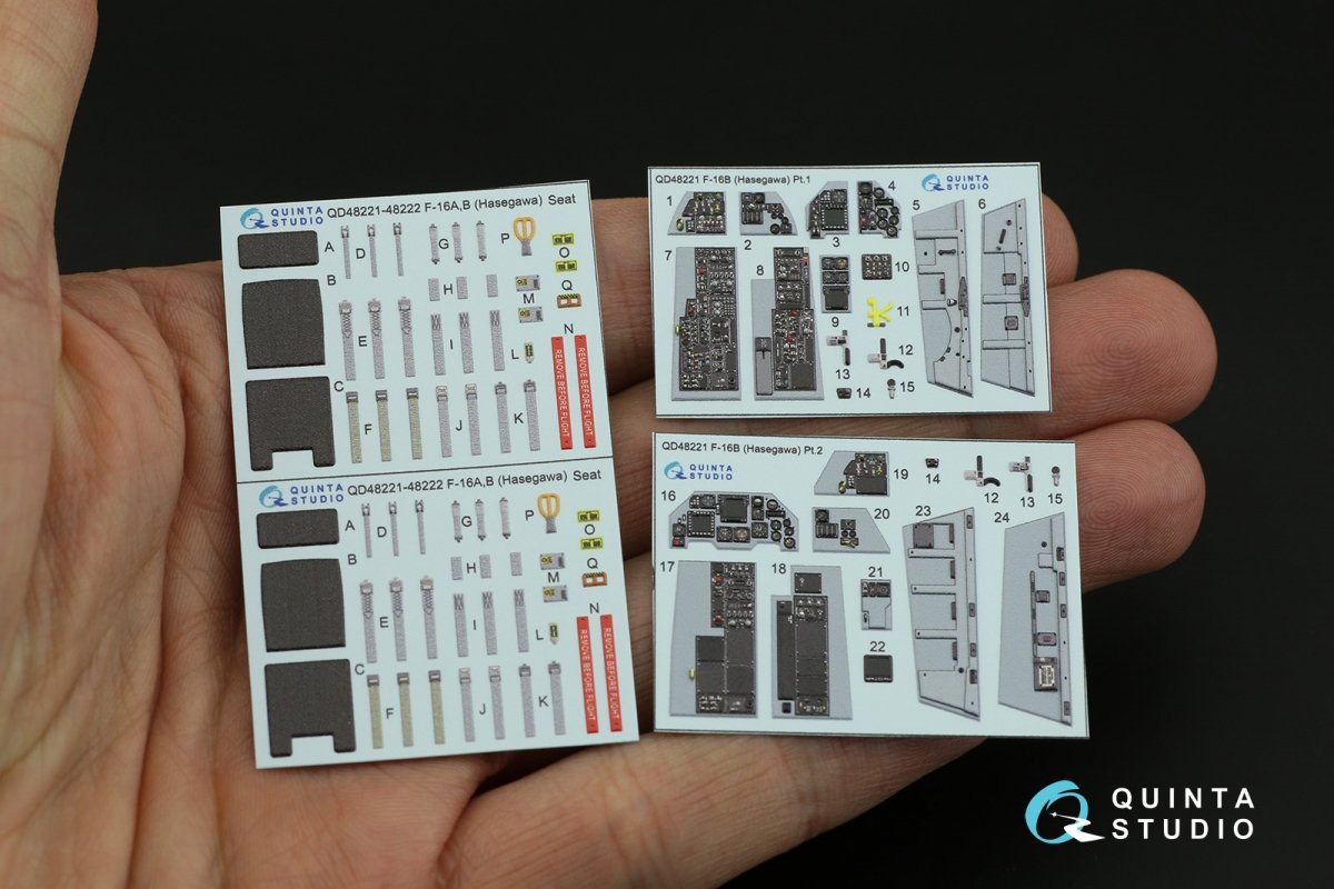Quinta Studio QD48221 F-16B 3D-Printed &amp;amp; coloured Interior on decal paper (Hasegawa) 1/48 – Bild 6