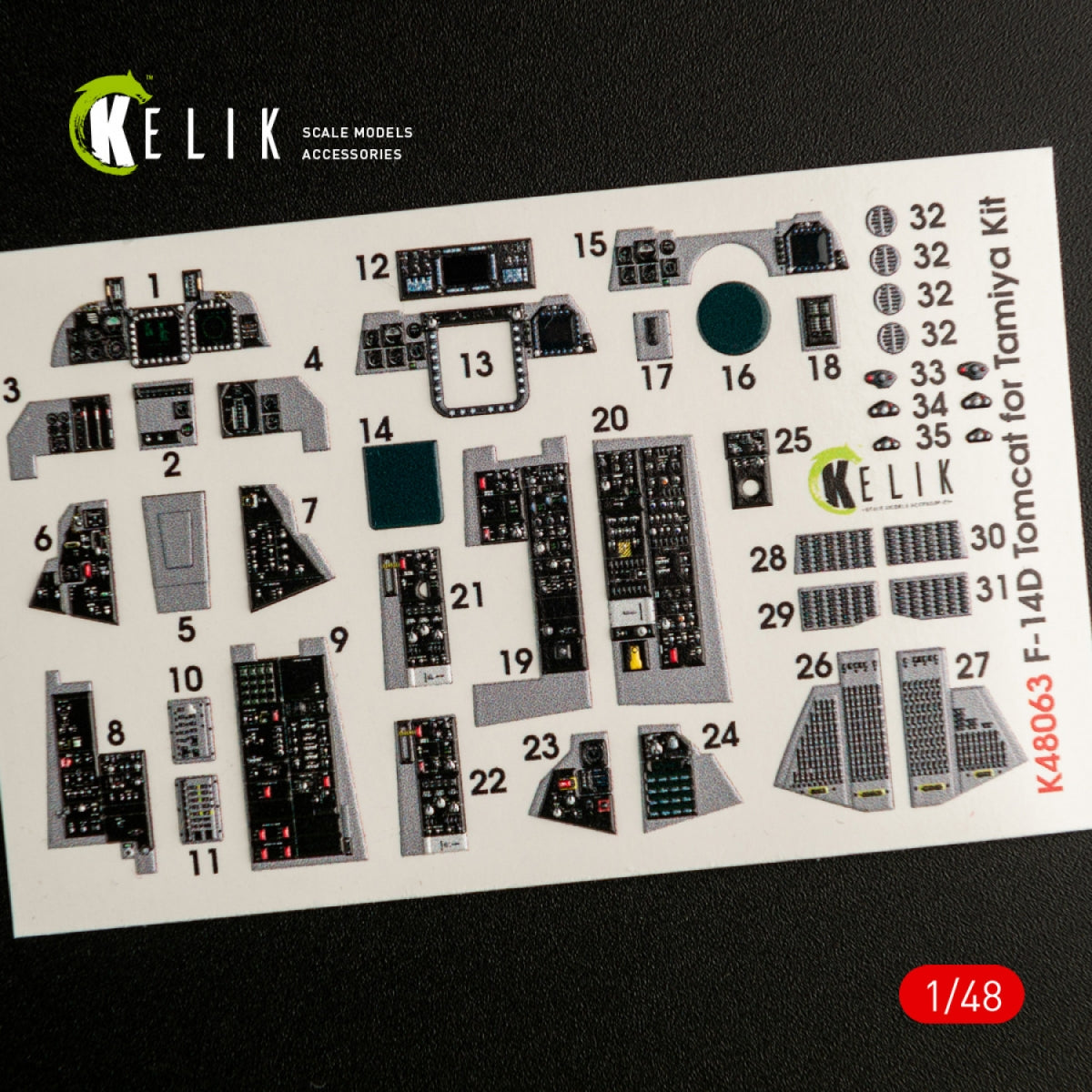 KELIK K48063 F-14D TOMCAT INTERIOR 3D DECALS FOR TAMIYA KIT 1/48 – zdjęcie 3