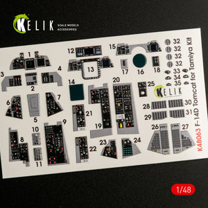 KELIK K48063 F-14D TOMCAT INTERIOR 3D DECALS FOR TAMIYA KIT 1/48 – zdjęcie 3