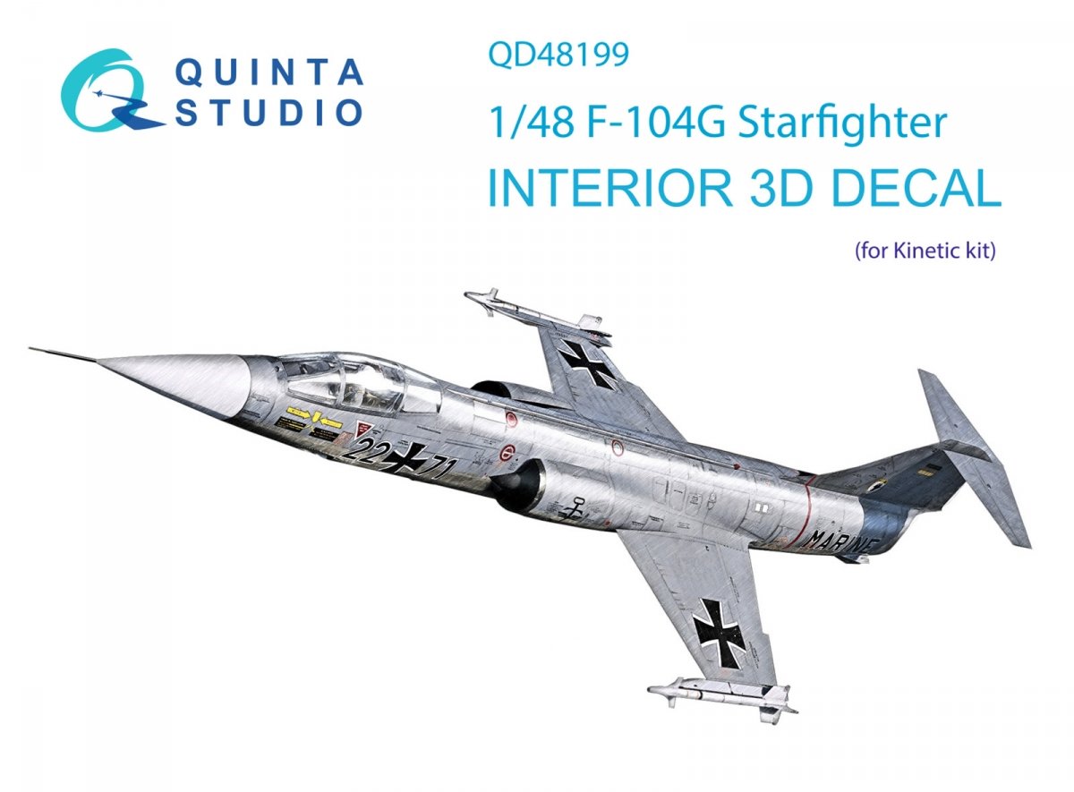 Intérieur imprimé en 3D et coloré sur papier décalcomanie Quinta Studio QD48199 F-104G (Kinetic) 1/48