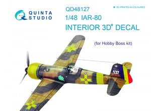 Intérieur imprimé en 3D et coloré sur papier décalcomanie Quinta Studio QD48127 IAR-80 (pour kit HobbyBoss) 1/48