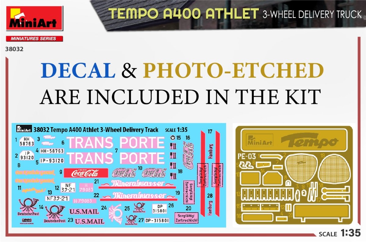 MiniArt 38032 TEMPO A400 ATHLET 3-WHEEL DELIVERY TRUCK 1/35 – Bild 2