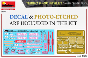 MiniArt 38032 TEMPO A400 ATHLET 3-WHEEL DELIVERY TRUCK 1/35 – Bild 2