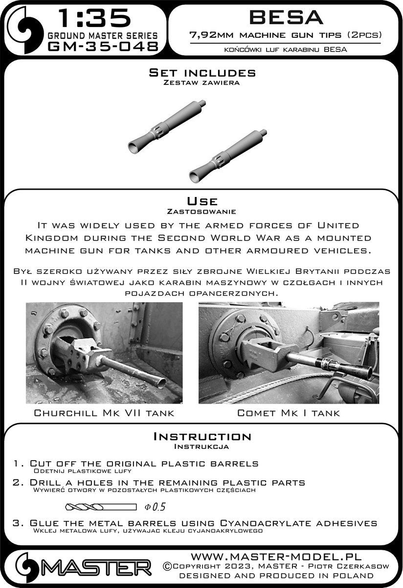 Master GM-35-048 Besa machine gun barrel tips (7.92mm) (2pcs) 1/35 – zdjęcie 4