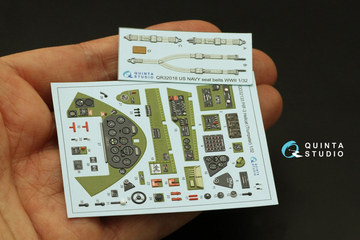 Quinta Studio QD32133 F6F-3 Hellcat 3D-Printed &amp;amp; coloured Interior on decal paper (Trumpeter) 1/32 – zdjęcie 6