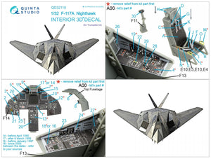 Quinta Studio QD32118 F-117A 3D-Printed &amp;amp; coloured Interior on decal paper (Trumpeter) 1/32 – immagine 8
