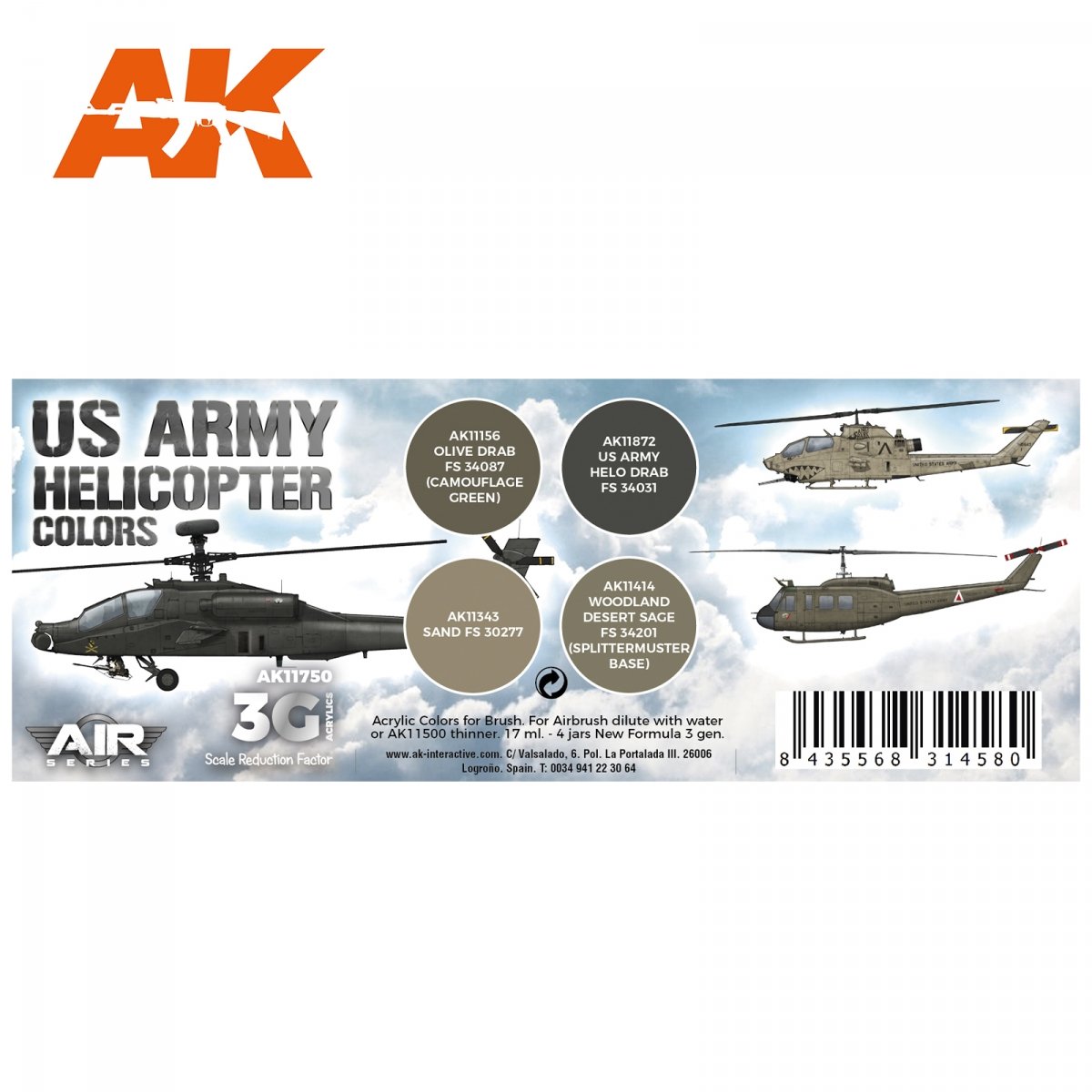 AK Interactive AK11750 US ARMY HELICOPTER COLORS 4x17 ml – image 2