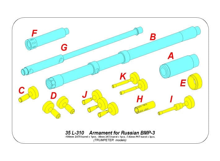 Aber 35L-310 Zestaw uzbrojenia do rosyjskiego BWP-3 / Armament for Russian BMP-3 1/35 – imagen 3