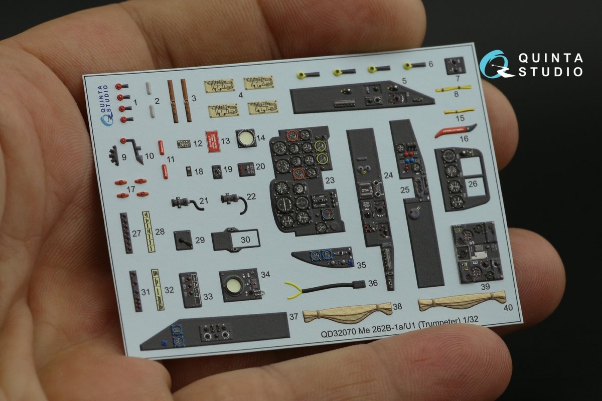 Quinta Studio QD32070 Me 262B1a/U-1 3D-Printed &amp;amp; coloured Interior on decal paper (Trumpeter) 1/32 – imagen 9