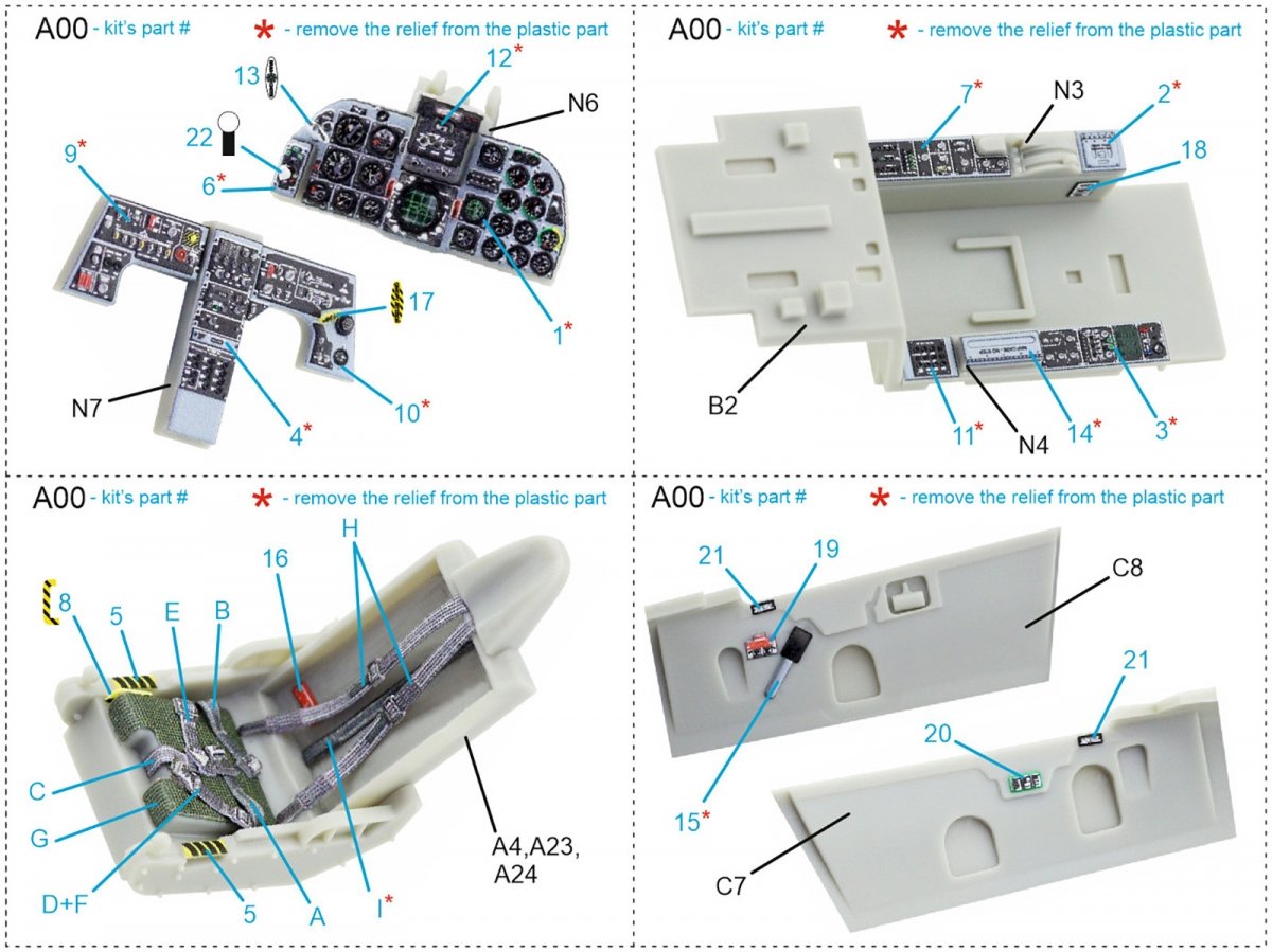 Quinta Studio QD48211 F-5E-3 Tiger II 3D-Printed &amp;amp; coloured Interior on decal paper ( AFV Club ) 1/48 – Bild 2