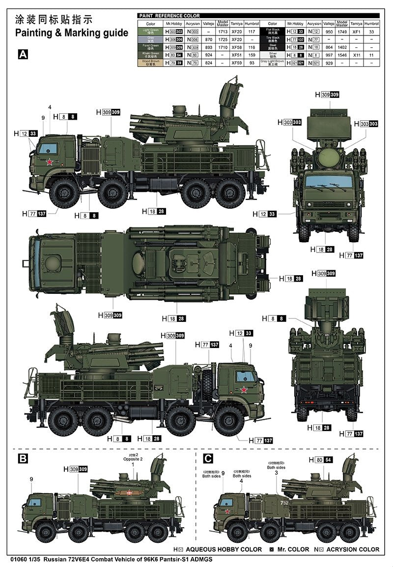 Trumpeter 01060 Russian 72V6E4 Combat Vehicle of 96K6 Pantsir -S1 ADMGS 1/35 – immagine 5