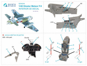 Quinta Studio QD48246 Meteor F.8 3D-Printed &amp;amp; coloured Interior on decal paper (Airfix) 1/48 – imagen 2