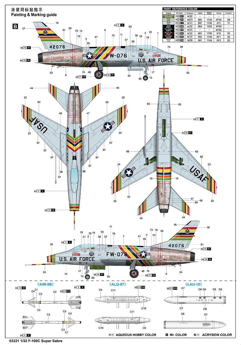 Trumpeter 03221 F-100C Super Sabre 1/32 – imagen 7