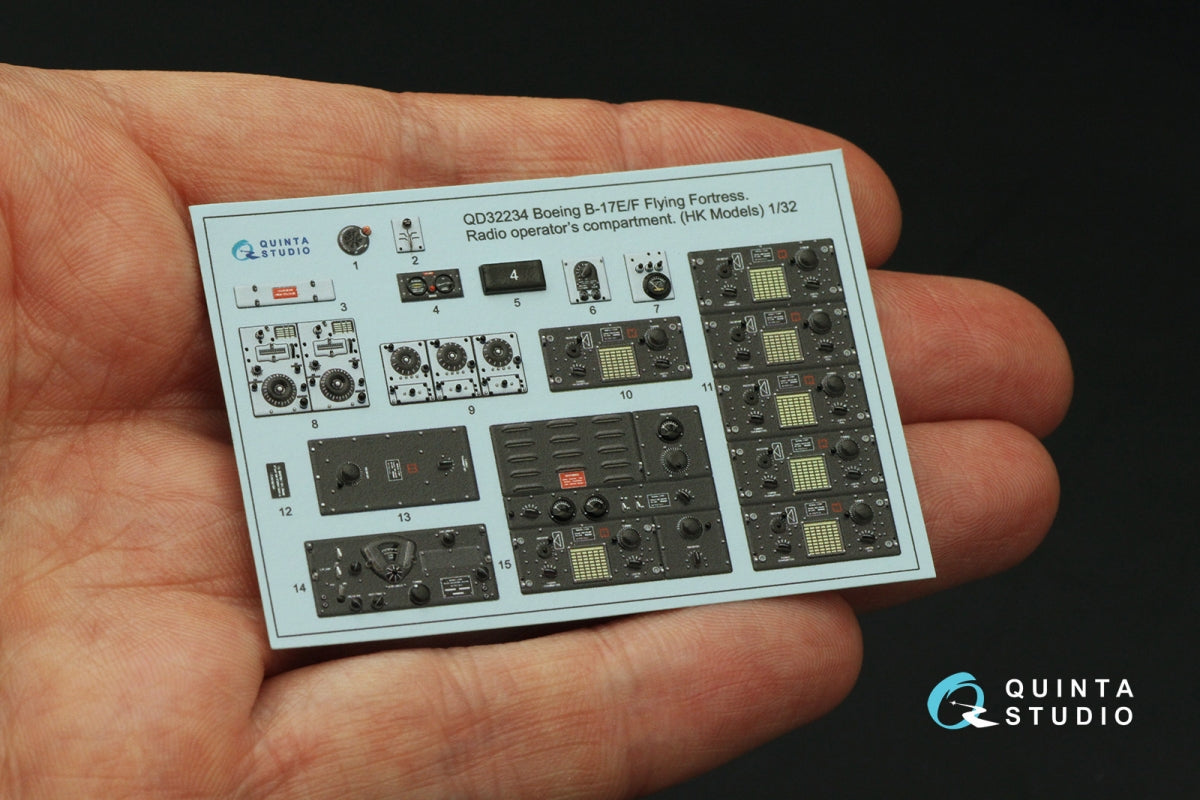 Quinta Studio QD32234 Boeing B-17E/F Radio operator&amp;#39;s compartment. 3D-Printed coloured Interior on decal paper (HK models) 1/32 – Bild 6