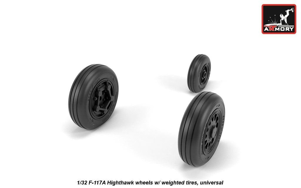 Armory Models AW32305 F-117A Nighthawk wheels w/ weighted tires 1/32 – immagine 2