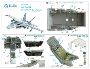 Quinta Studio QD48259 F/A-18E 3D-Printed &amp;amp; coloured Interior on decal paper (HobbyBoss) 1/48 – Bild 2