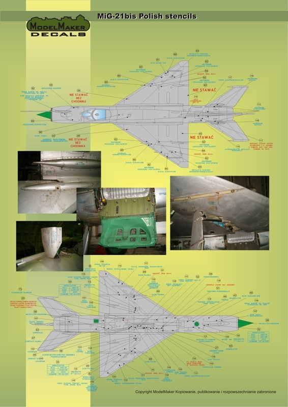 ModelMaker Decals D48020 MiG-21PFM/M/MF/bis/UM Polish stencils 1/48 – Bild 7
