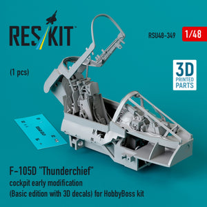 RESKIT RSU48-0349 F-105D &amp;quot;Thunderchief&amp;quot; cockpit early modification (Basic edition with 3D decals) for HobbyBoss kit (3D Printed) 1/48 – immagine 2