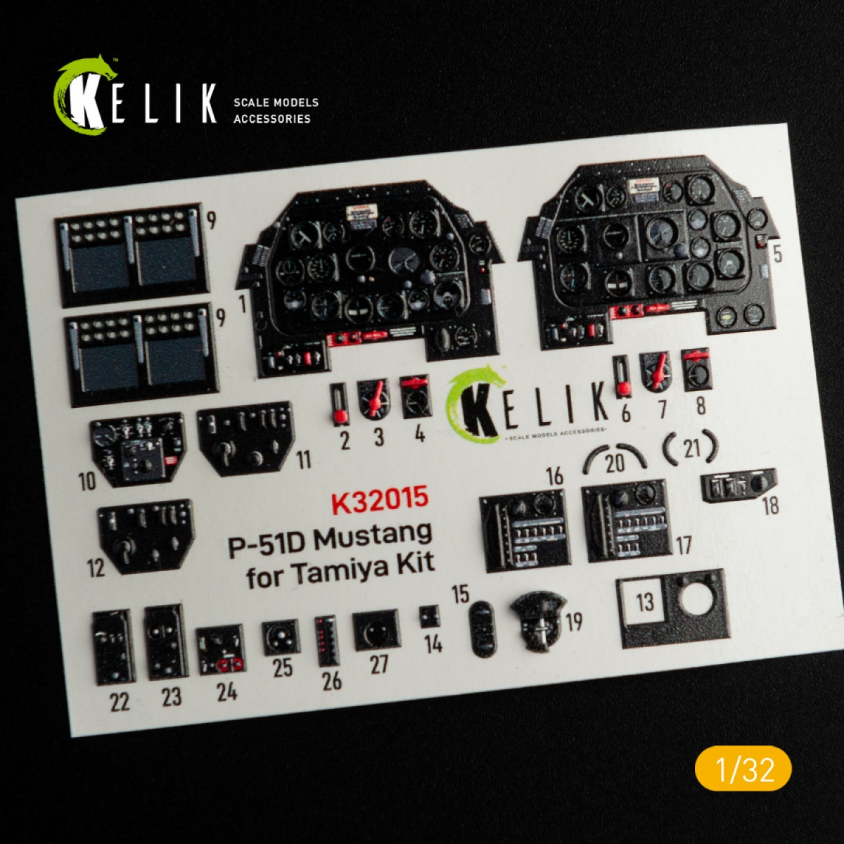 KELIK K32015 P-51D MUSTANG - INTERIOR 3D DECAL FOR TAMIYA KIT 1/32 – zdjęcie 2