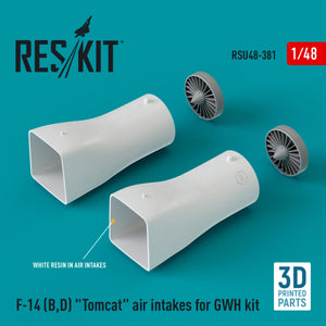RESKIT RSU48-0381 Prises d&amp;#39;air F-14 (B,D) Tomcat pour kit GWH (Impression 3D) 1/48