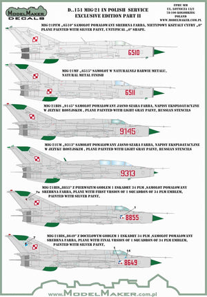 Décalcomanies ModelMaker D48151 MiG-21 en service polonais, édition exclusive, partie II, échelle 1/48 – image 2