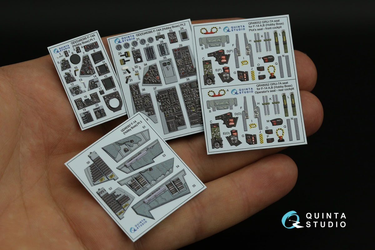 Intérieur imprimé en 3D et coloré sur papier décalcomanie Quinta Studio QD48395 F-14A (Hobby Boss) 1/48 – image 3