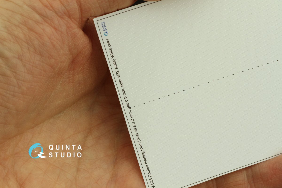 Quinta Studio QRV-025 Double riveting rows (rivet size 0.20 mm, gap 0.8 mm, suits 1/32 scale), White color, total length 5,8 m/19 ft – Bild 6