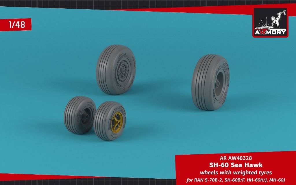 Armory Models AW48328 SH-60 Seahawk wheels w/ weighted tires 1/48 – Bild 3