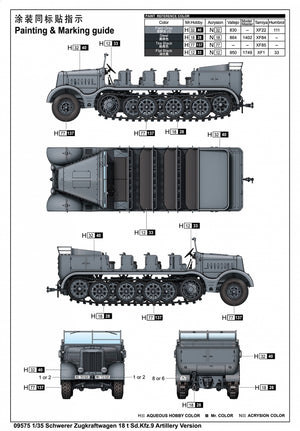 Trumpeter 09575 Schwerer Zugkraftwagen 18 t Sd.Kfz.9 Artillery Version 1/35 – Bild 3