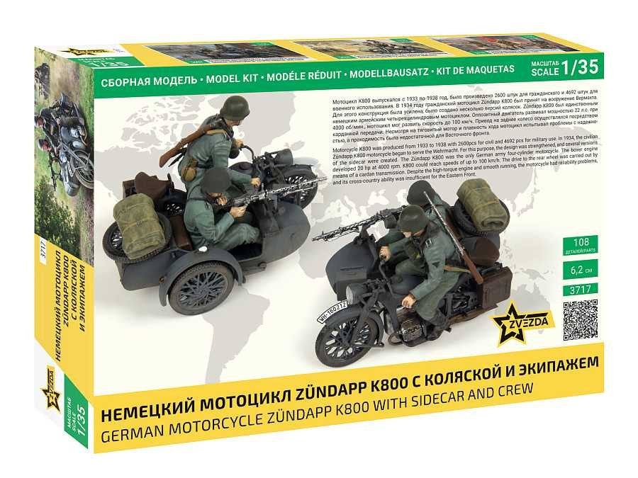 Zvezda 3717 German Motocycle Zündapp K800 with sidecar and crew 1/35