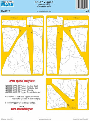 Special Hobby M48023 SK-37 Viggen (deux places) Splinter Camo (pour kits de loisirs spéciaux) 1/48
