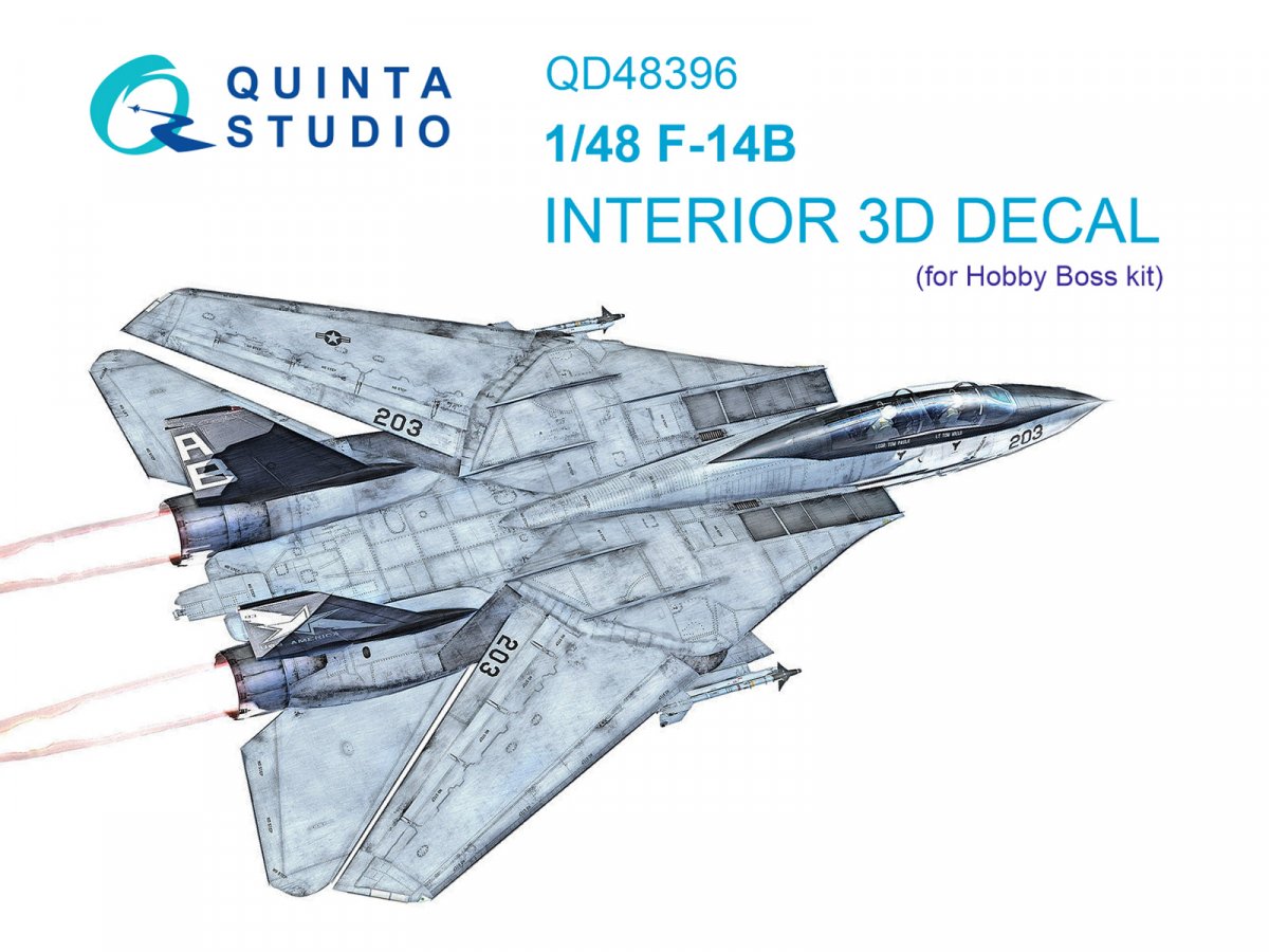 Quinta Studio QD48396 F-14B 3D-Printed &amp;amp; coloured Interior on decal paper (Hobby Boss) 1/48