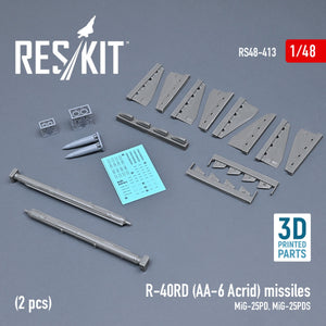 RESKIT RS48-0413 R-40RD (AA-6 ACRID) MISSILES (2 PIÈCES) 1/48 – image 2